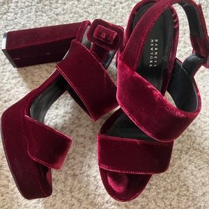 barneys New York wine velvet heels